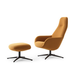 Sessel Spot Two Pode wohndesign Berlin, Stoff orange mit Hocker