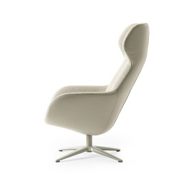 Sessel Spot three Pode Leolux wohndesign berlin Stoff Leder hell Seite