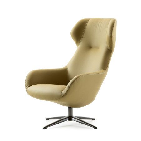 Sessel Spot three Pode Leolux wohndesign berlin leder olive schräg