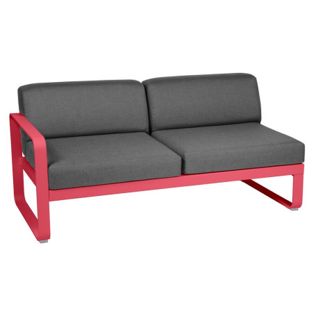 Sofa Bellevie von Fermob mit Stoff in Graphitgrau und Gestell in Rosalie