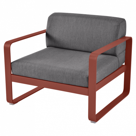 Sessel Bellevie von Fermob mit Stoff in Graphitgrau und Gestell in Ocker