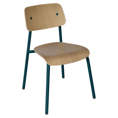 Stuhl Studie aus Alu und Eiche von Fermob wohndesign berlin Farbe Acapulco