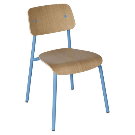 Stuhl Studie aus Alu und Eiche von Fermob wohndesign berlin Farbe Maya Blau