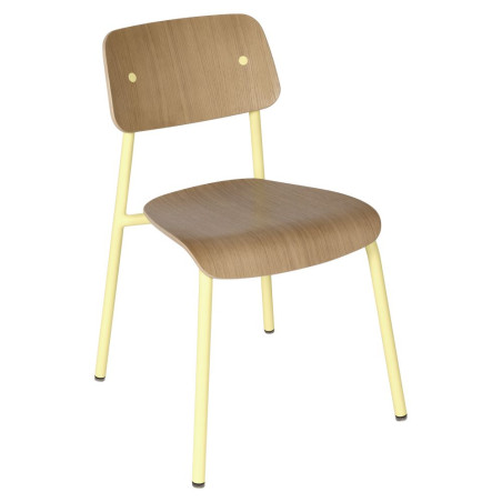 Stuhl Studie aus Alu und Eiche von Fermob wohndesign berlin Farbe Zitronensorbet