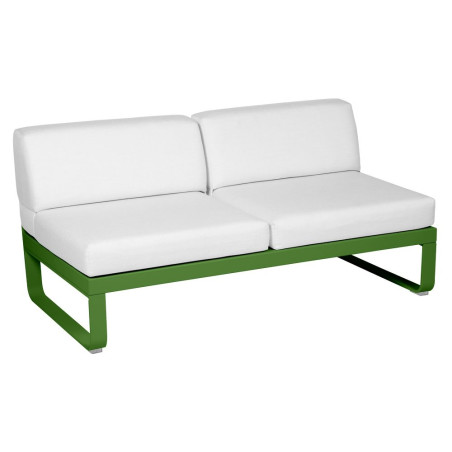 Outdoorsofa Bellevie von Fermob mit Bezug in Grauweiß und Gestell in frisches Grün