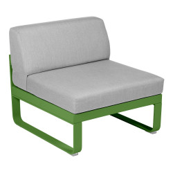 Lounge Sitzmodule Bellevie von Fermob Stoff Flanellgrau Gestell frisches Grün