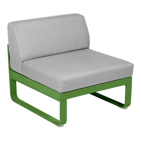 Lounge Sitzmodule Bellevie von Fermob Stoff Flanellgrau Gestell frisches Grün