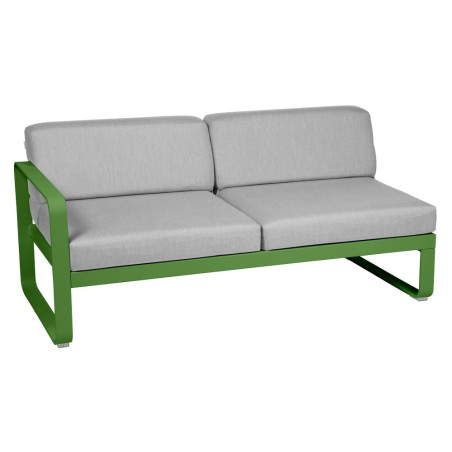 Wetterfestes Sofa Bellevie von Fermob mit Bezug in Flannelgrau und Gestell in frisches Grün