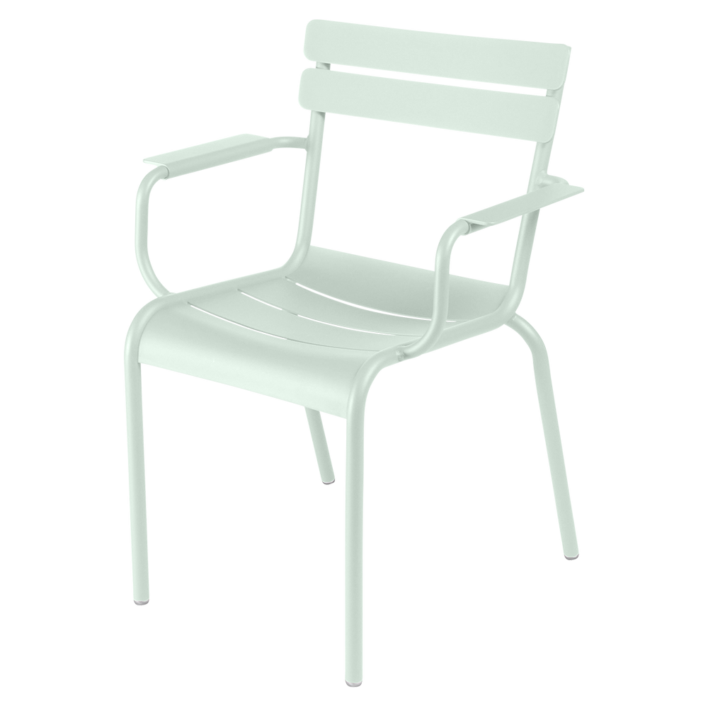 Stapelbarer Stuhl mit Armlehne Luxembourg aus Aluminium von Fermob in Minze
