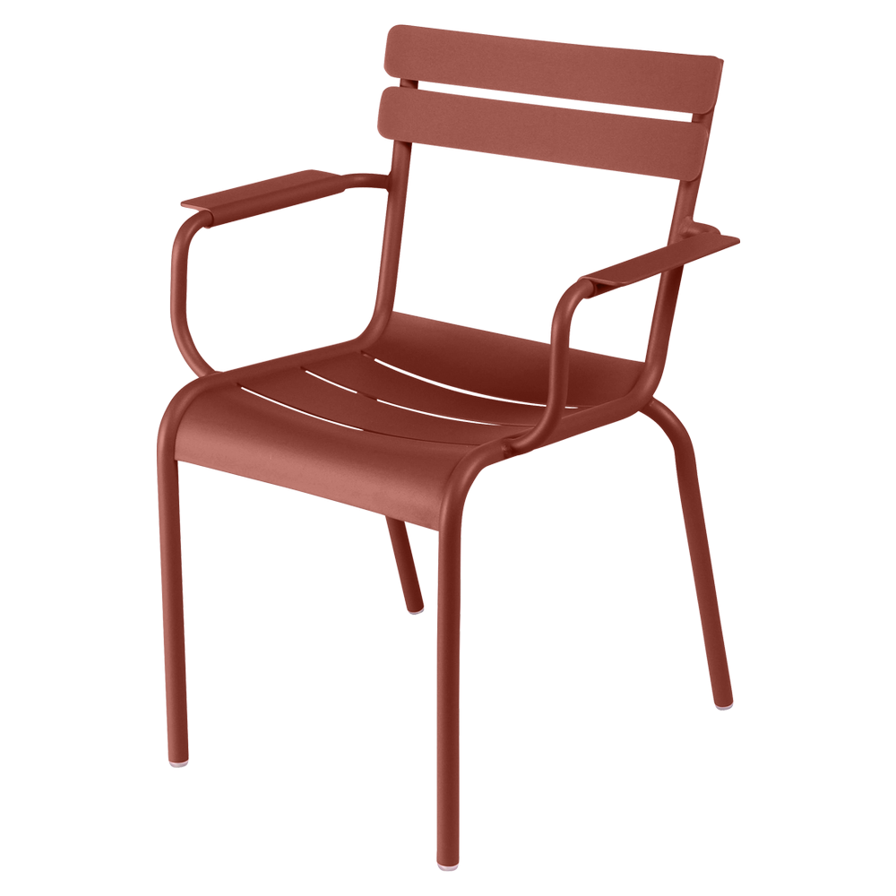 Stapelbarer Stuhl mit Armlehne Luxembourg aus Aluminium von Fermob in Ocker