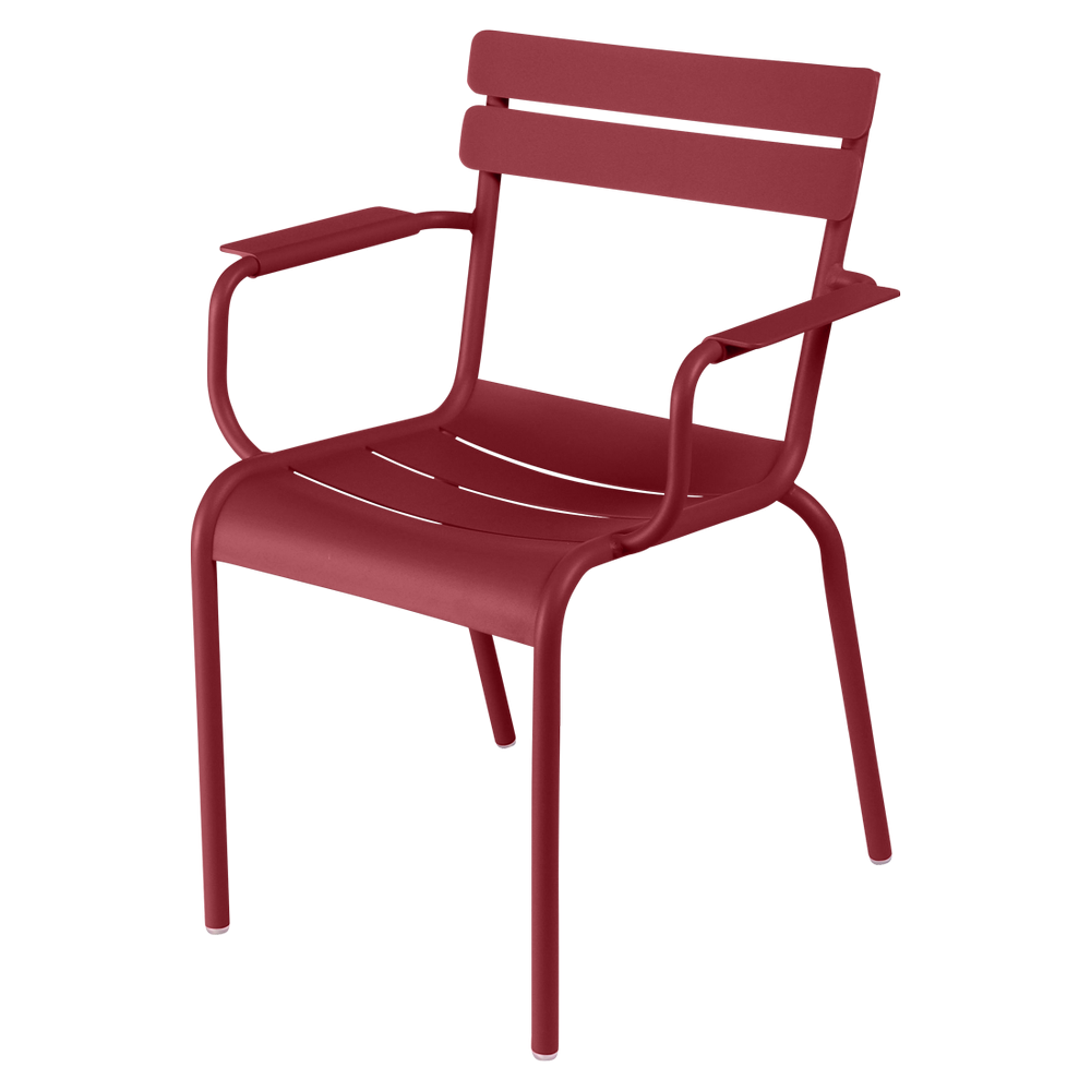 Stapelbarer Stuhl mit Armlehne Luxembourg aus Aluminium von Fermob in Chili