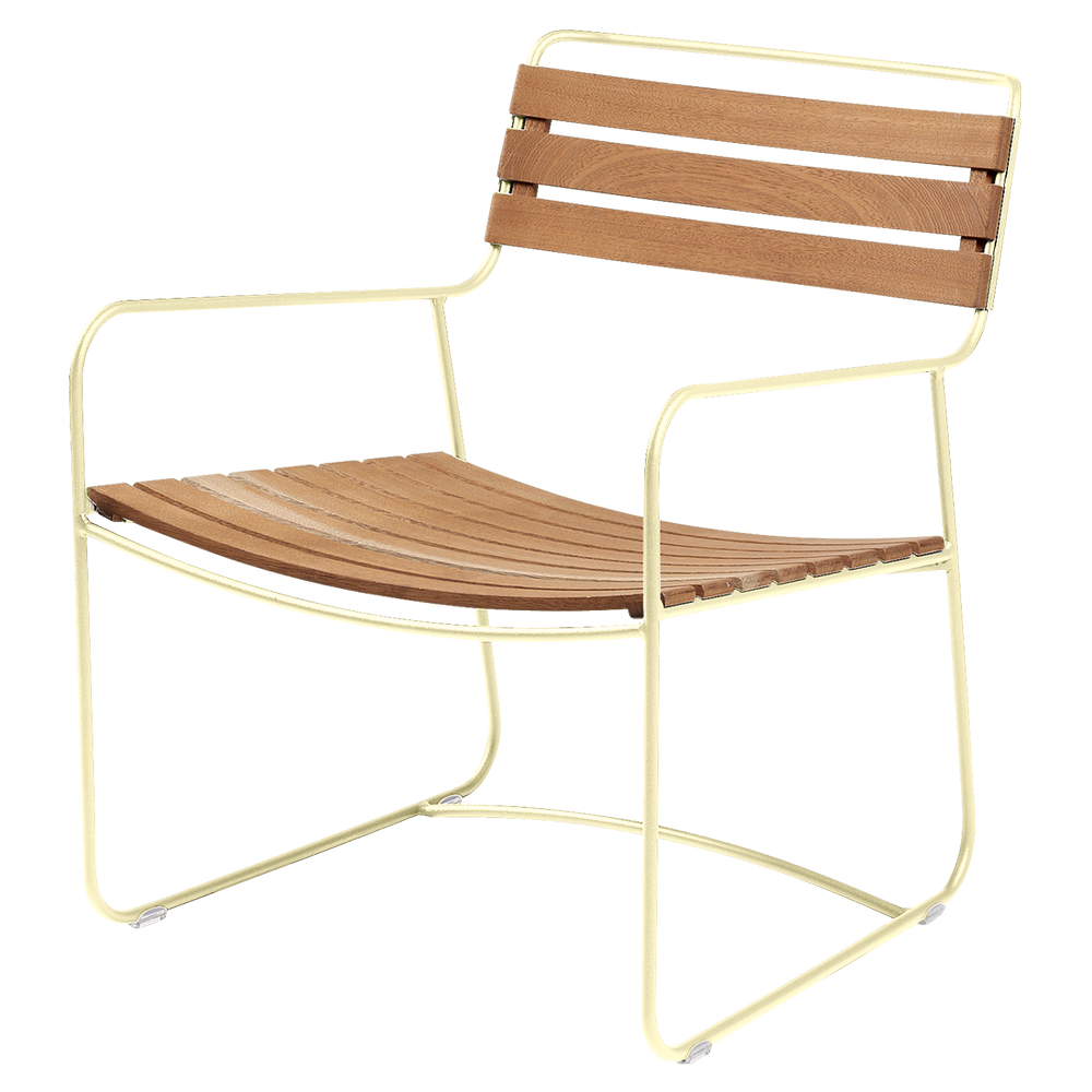 Metall Sessel Surprising mit Holzlattung aus Teak von Fermob und Gestell in Zitronensorbet