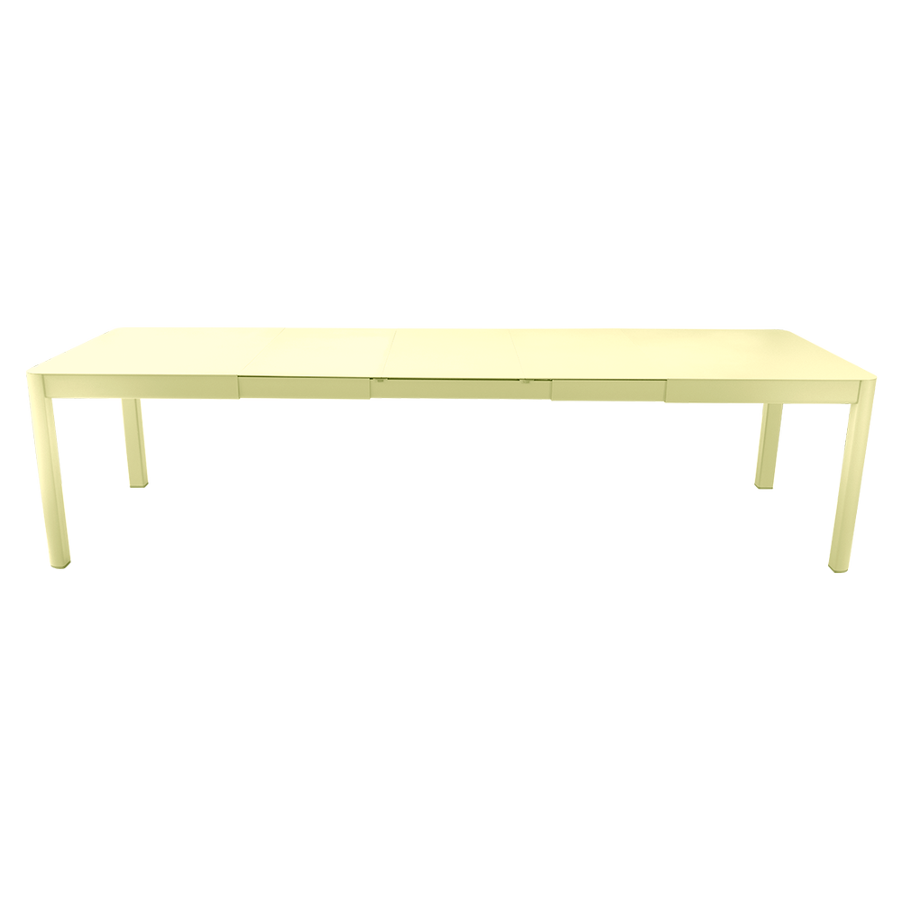 Ausziehbarer Tisch Ribambelle von Fermob von 149cm auf 299cm erweiterbar in Zitronensorbet