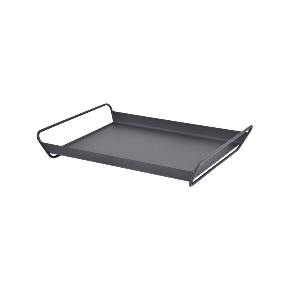 Großes Tablett Alto aus Metall von Fermob mit Griffleiste und Schutzgleitern in Anthrazit