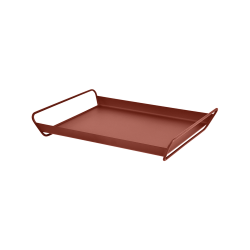 Großes Tablett Alto aus Metall von Fermob mit Griffleiste und Schutzgleitern in Ocker