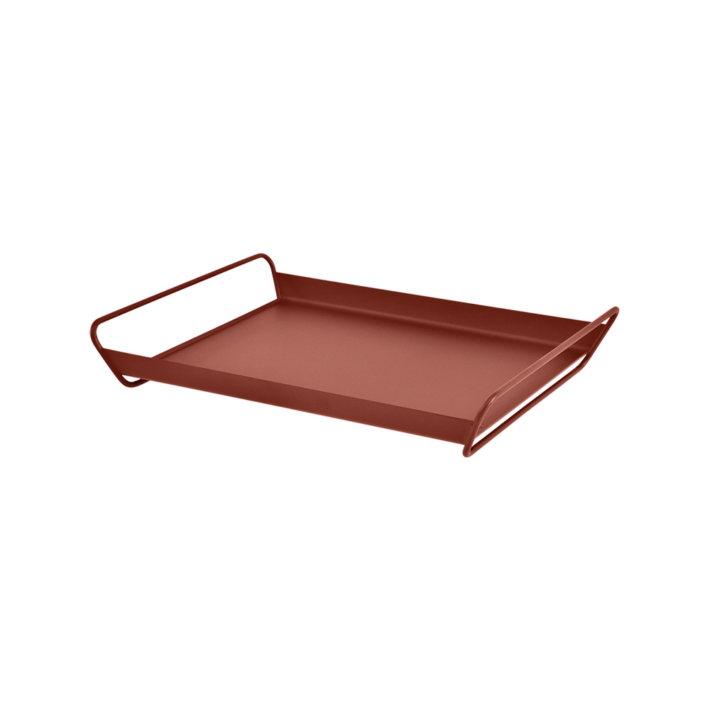 Großes Tablett Alto aus Metall von Fermob mit Griffleiste und Schutzgleitern in Ocker