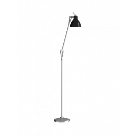 Leuchte Luxy von Rotaliana mit verstellbarem Arm in grau mit schwarzem Schirm