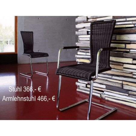 Freischwinger Jimmy mit Geflecht und Rundrohr Gestell von Bacher