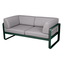 Wetterfestes Sofa Bellevie von Fermob mit Bezug in Flannelgrau und Gestell in Zederngrün