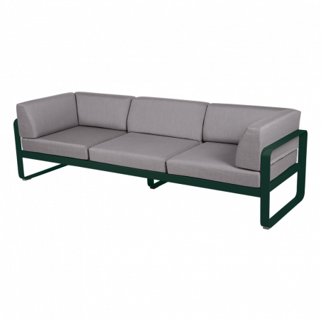 Wetterfestes Sofa Bellevie von Fermob mit Bezug in Flannelgrau und Gestell in Zederngrün