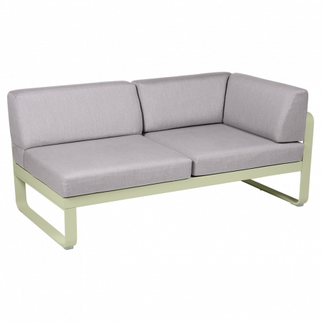 Outdoorsofa Bellevie von Fermob mit Stoff in Flannelgrau und Gestell in Lindgrün