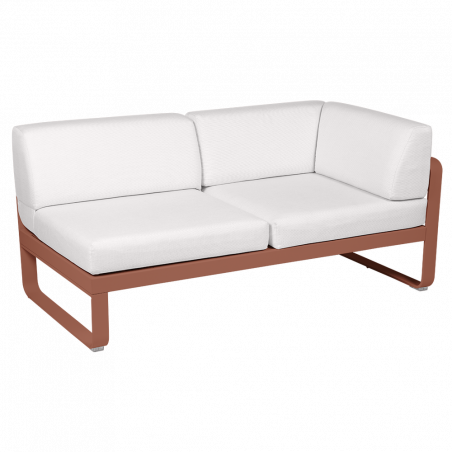 Outdoorsofa Bellevie von Fermob mit Stoff in Weißgrau und Gestell in Ocker