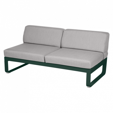 Outdoorsofa Bellevie von Fermob mit Bezug in Flannelgrau und Gestell in Zederngrün