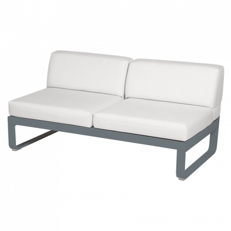 Outdoorsofa Bellevie von Fermob mit Bezug in Grauweiß und Gestell in Gewittergrau