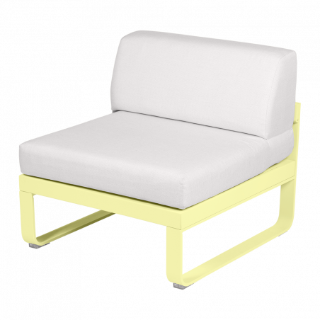 Lounge Sitzmodule Bellevie von Fermob Stoff Grauweiß Gestell Zitronensorbet