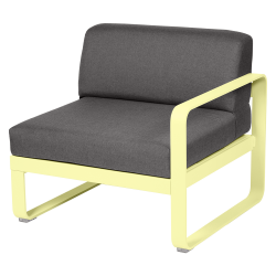Sessel Bellevie von Fermob mit einer Armlehne und Stoff in Graphitgrau mit Gestell in Zitronensorbet