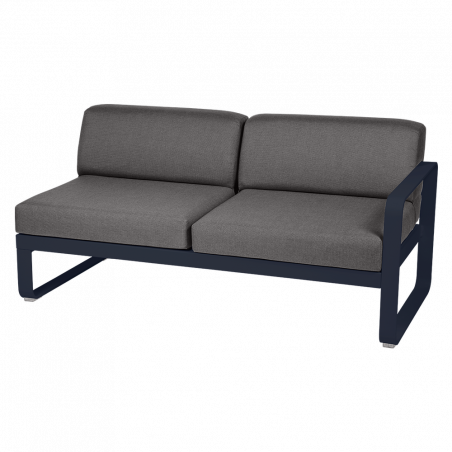 Sitzmodule Bellevie von Fermob mit Armlehne rechts in Stoff Graphit Gestell Abyssblau