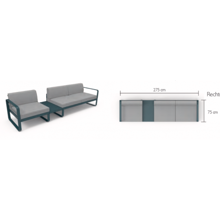 Wetterfestes Sofa Bellevie von Fermob 2er Sitzmodul mit einer Armlehnen rechts