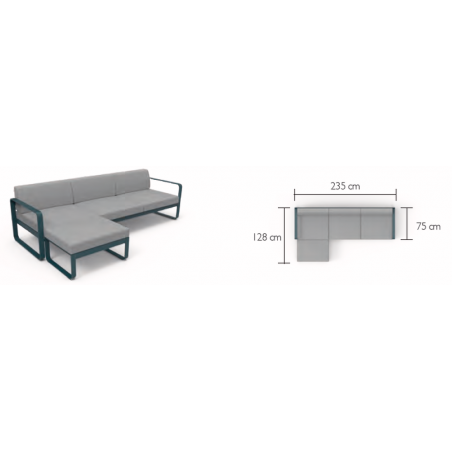 Wetterfestes Sofa Bellevie von Fermob 2er Sitzmodul mit einer Armlehnen rechts