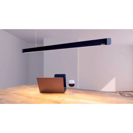 Beispiel für die unterschiedlichen Lichttemperaturen der Esstischleuchte Onyxx Linea Pro von Grimmeisen