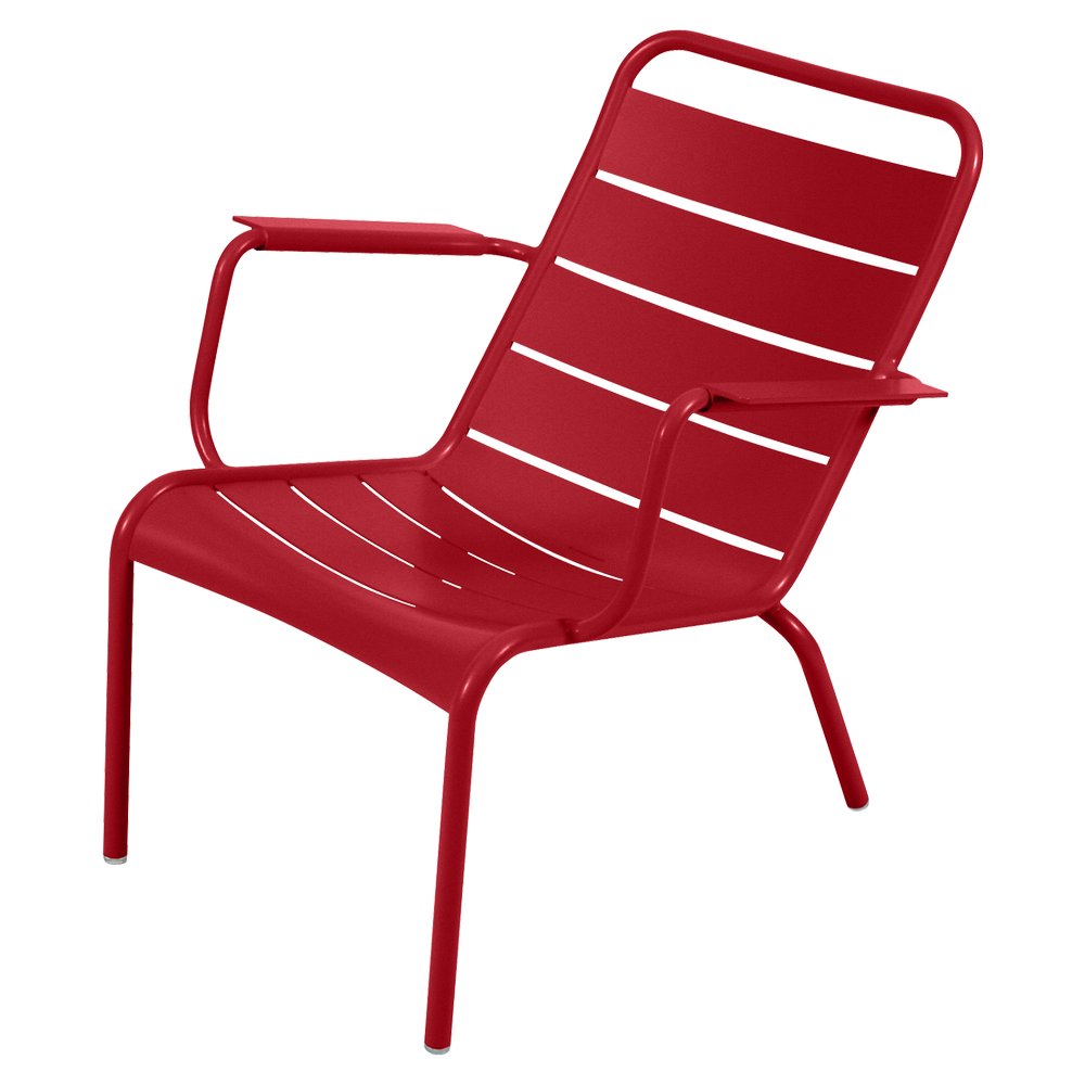 Wetterfester tiefer Sessel Luxembourg aus Aluminium von Fermob in Mohnrot