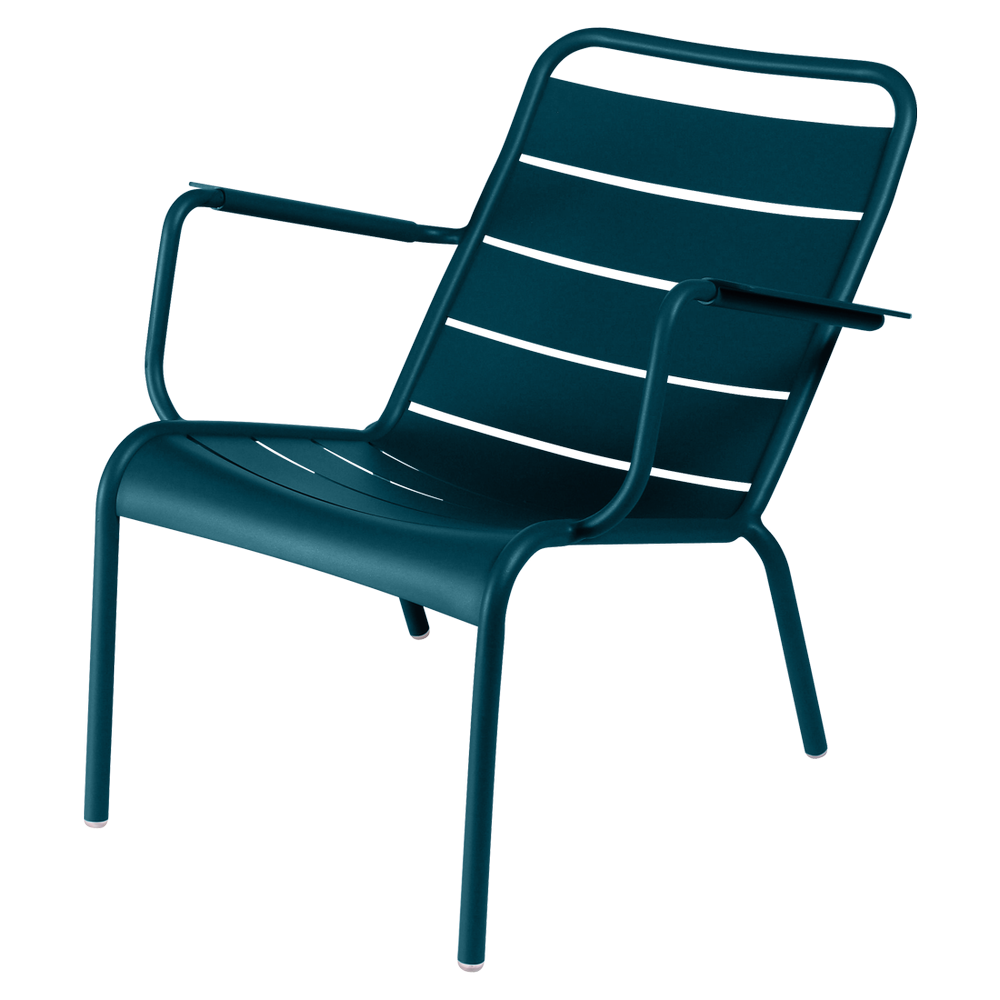 Wetterfester tiefer Sessel Luxembourg aus Aluminium von Fermob in Acapulcoblau