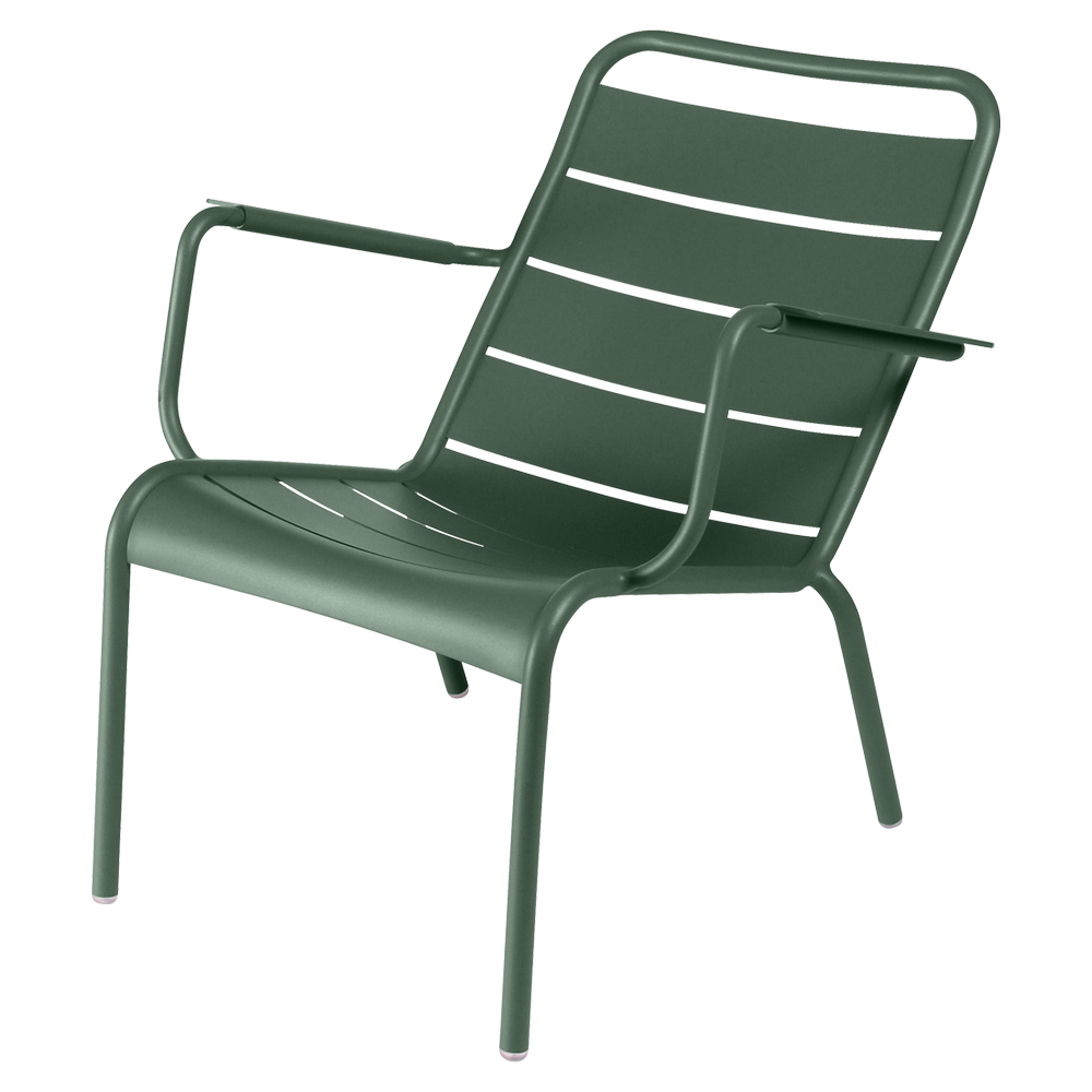 Wetterfester tiefer Sessel Luxembourg aus Aluminium von Fermob in Zederngrün