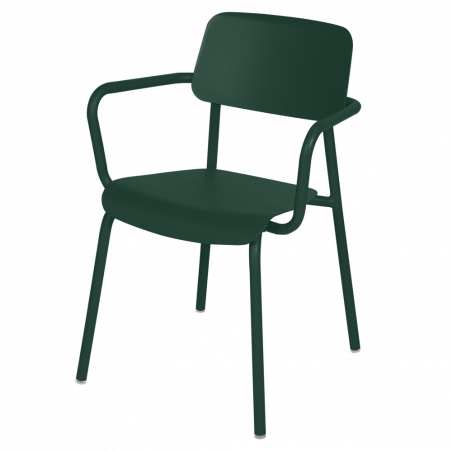Stapelbarer Stuhl Studie mit Armlehne aus Aluminium von Fermob