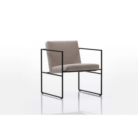 Grace Sessel Stoff Cord hell Gestell schwarz