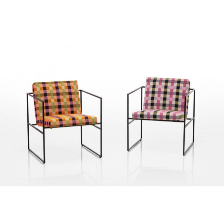 zwei Grace Sessel Stoff bunt gestell schwarz