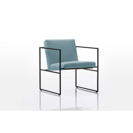 Grace Sessel Stoff Cord blau Gestell schwarz