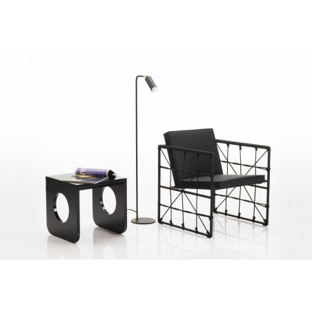 Grace Sessel Leder schwarz gestell schwarz mit Geflecht