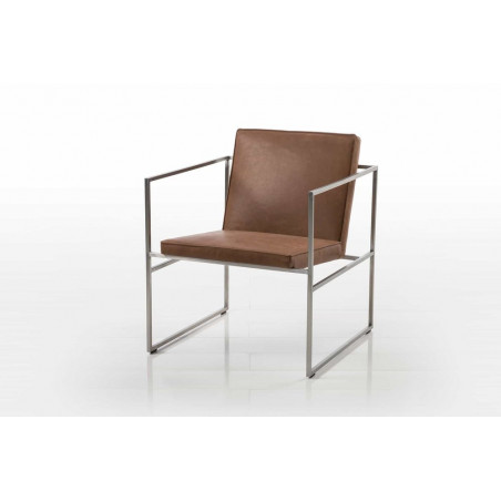 Grace Sessel Leder brau Gestell Chrom