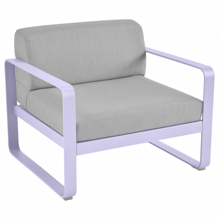 Sessel Bellevie von Fermob mit Stoff in Flannelgrau und Gestell in Marschmallow