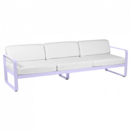 Sofa Bellevie mit abnehmbarem Polster aus hellgrauem Stoff von Fermob auf Gestell in Marshmallow