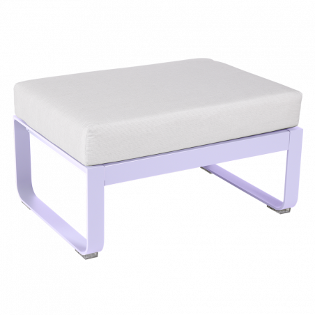 Hocker Bellevie von Fermob mit Polster in Grauweiß und Untergestell in Marshmallow