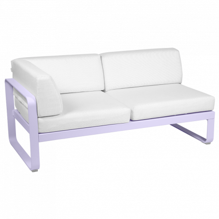 Outdoorsofa Bellevie von Fermob Eckmodul links mit Stoff in Weißgrau und Gestell in marshmallow