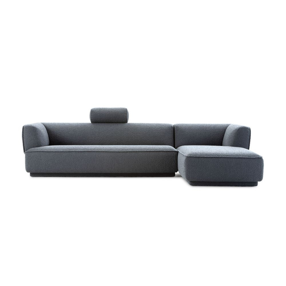 sofa Loya Leolux wohndesign berlin ecksofa dunkelgrau sockel dunkel nackenrolle