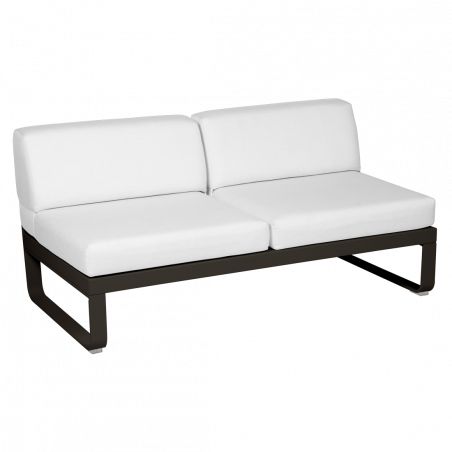 Outdoorsofa Bellevie von Fermob mit Bezug in Grauweiß und Gestell in tonka