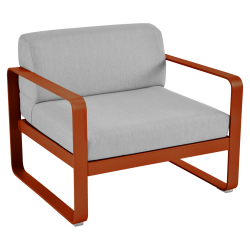 Sessel Bellevie von Fermob mit Stoff in Flannelgrau und Gestell in Kandierte Orange